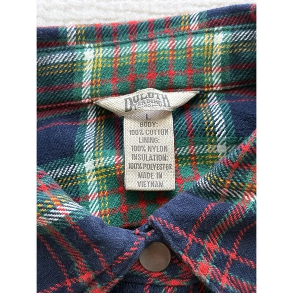 Duluth Trading Co Flapjack Flannel Shirt Jac Shacket Womens Large Green Plaid - Picture 3 of 6